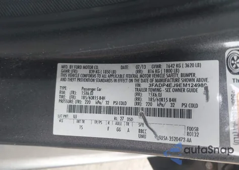 2014 Ford Fiesta Se из США, поврежденный, VIN 3FADP4EJ9EM124980